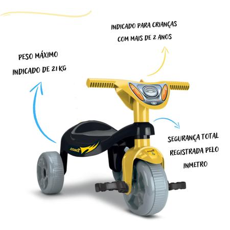 Triciclo Infantil com Haste Empurrador Pedal Motoca Velotrol 2 em