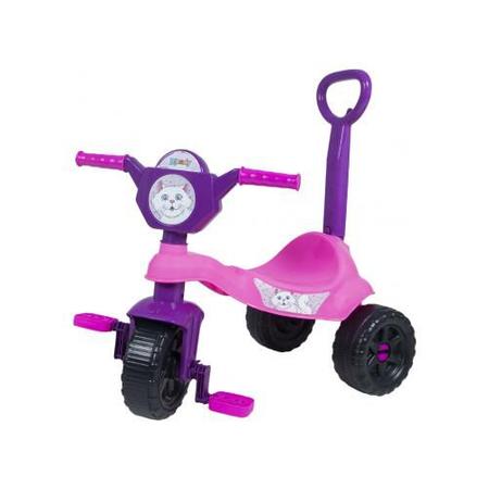 Triciclo Velotrol Infantil Bebe Motoca - Rosa + Empurrador