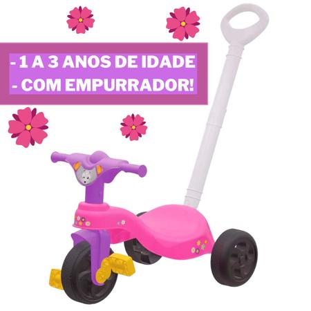 Triciclo Velotrol Motoca Infantil Empurrador Velocípede Bebê Cor Rosa