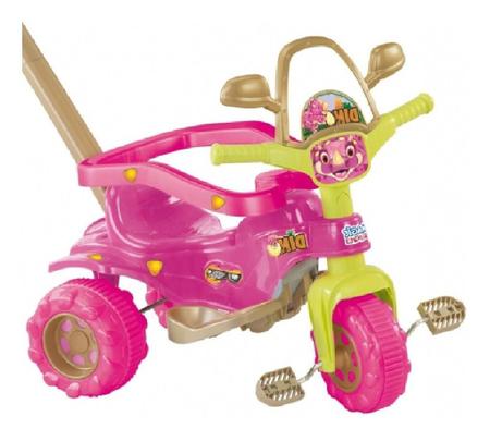 Triciclo velotrol motoquinha infantil menina dino rosa