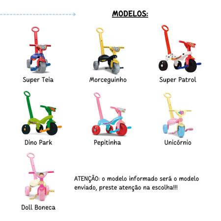 Triciclo velotrol verde com adesivos motinha motoquinha motoca de plastico  infatil com haste - Samba Toys - Velotrol e Triciclo a Pedal - Magazine  Luiza