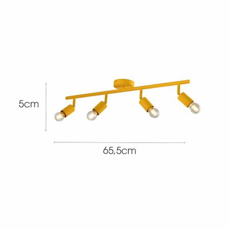 Imagem de Trilho Com 4 Spots 65cm Direcionavel para Lâmpada Led Bocal E27 