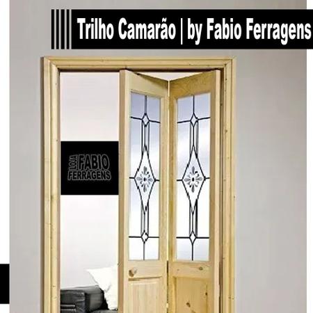 Kit Trilho Para Porta Camarão Completo (trilho, puxador, fecho e dobradiça)  Cromado - Fabio Ferragens - Ferragem para Porta - Magazine Luiza