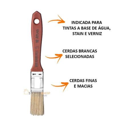 Trincha Pincel Verniz E Stain Atlas 3/4 Polegada 396 Imagem de Trincha Pincel Verniz E Stain Atlas 3/4 Polegada 396