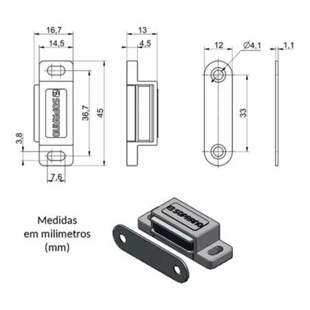 Trinco Porta De Armario Fecho Trava Magnetica Ima Moveis - Soprano Imagem de Trinco Porta De Armario Fecho Trava Magnetica Ima Moveis