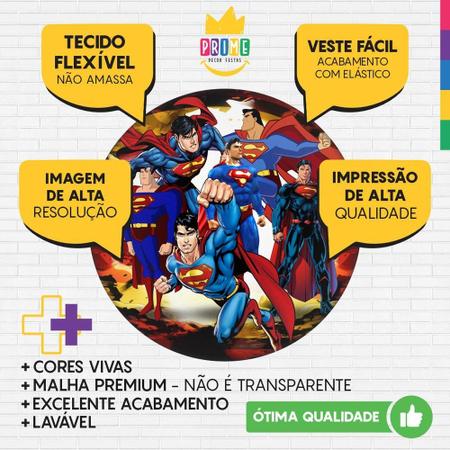 Imagem de Trio Capa Cilindro + Painel Redondo 3D Super Homem 1,50M