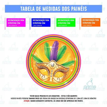 Imagem de Trio Capa Cilindro + Painel Redondo Carnaval Tecido 1,50M