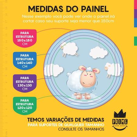 Imagem de Trio Capa Cilindro + Painel Redondo Ovelinha Em Tecido 1,50M