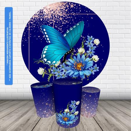Borboleta Azul Painel Redondo Álbum II – Dilce Festas