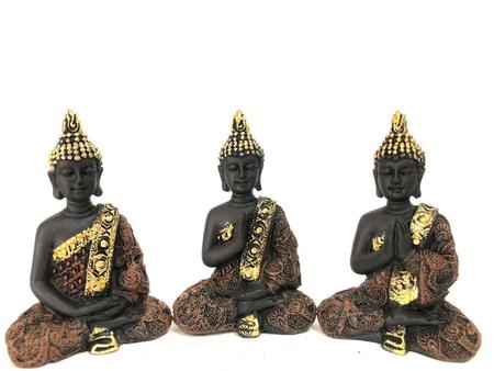 Imagem de Trio De Buda Resina Mudras Atmanjali, Abhaya E Dhynana