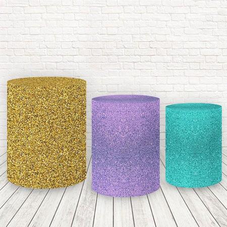 Imagem de Trio De Capas Cilindros 3D Sublimado Efeito Glitter Fcc-030