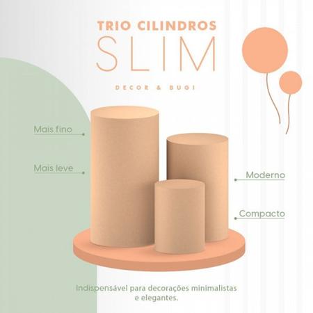 Imagem de Trio de Cilindro Slim MDF Mais Fino Para Decoracao de Festas Elegantes e Minimalistas FE09