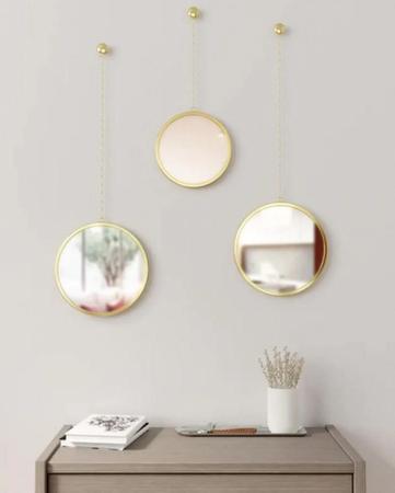 Imagem de Trio De Espelhos Redondos Dima Dourado - Umbra