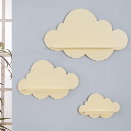 Imagem de Trio de nichos em mdf para o quarto do bebê modelo nuvem