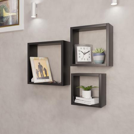 Imagem de Trio de nichos quadrado de parede  para enfeite decoração kit 3 uni