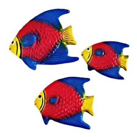 Imagem de Trio de peixe de Ceramica de pendurar Enfeite decoração - Decore Casa