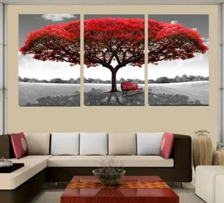 Imagem de Trio De Quadros Decorativos Arvore Vermelha "