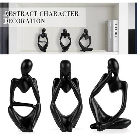 Imagem de Trio Decorativo Estatueta Abstrata Pensamento Resina Moderna