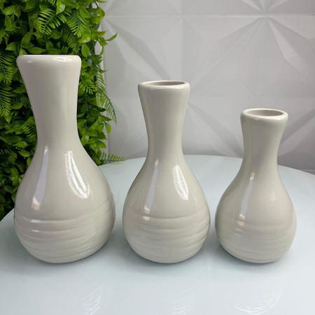Imagem de Trio decorativo vaso garrafa branco gelo de cerâmica moderno