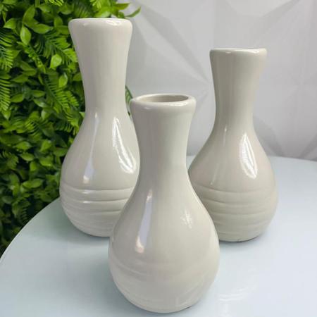 Imagem de Trio decorativo vaso garrafa branco gelo de cerâmica moderno