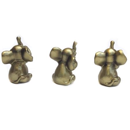 Imagem de Trio Elefante Decorativo Enfeite Resina  kit com 3 não ouço não vejo não  falo sabedoria sorte