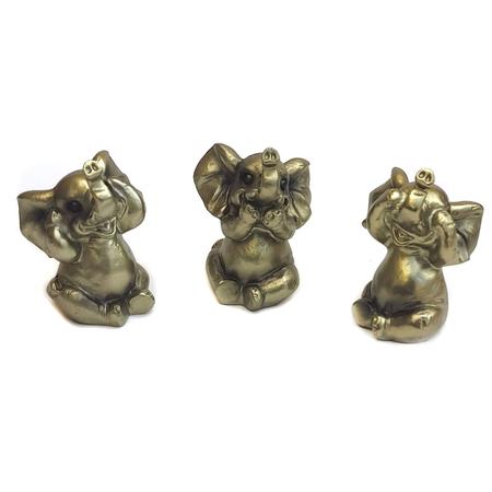 Imagem de Trio Elefante Decorativo Enfeite Resina  kit com 3 não ouço não vejo não  falo sabedoria sorte