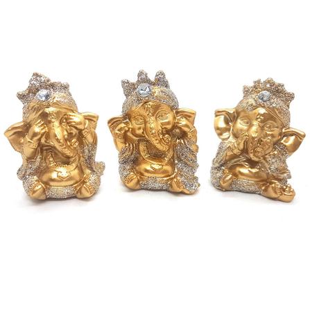 Imagem de Trio Ganesha da Sorte Hindu Sorrindo Felizes Com Bandeja
