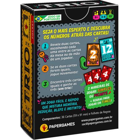 TRIO - Jogo de Cartas - PaperGames - Casa do Brinquedo® Melhores
