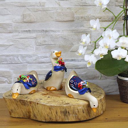 Imagem de Trio Pato Pequeno Cerâmica Enfeite Casa Decoração Sala Varanda