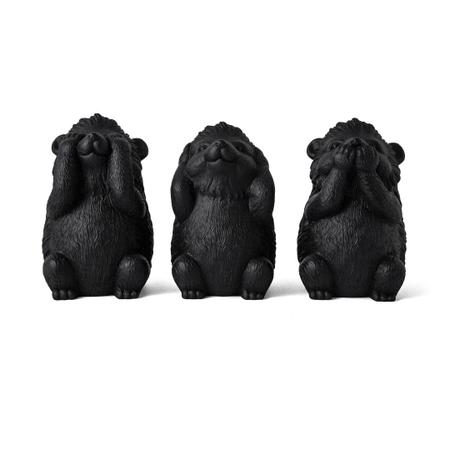 Imagem de Trio porco espinho sábios preto em poliresina mart