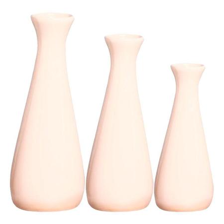 Imagem de Trio Vasos Garrafas Grandes em Cerâmica Decorativa - Bege