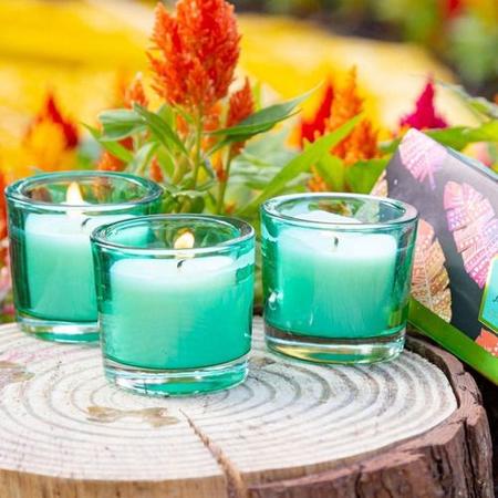 Imagem de Trio Velas Aromatizada Decorativa Copo Vidro Verde Perfumada