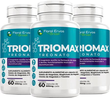 Imagem de triomax  Treonato  60 Cápsulas 500 mg Magnésio Dimala to Cloreto PA Quelato Magnesio  Treonina Triomax 