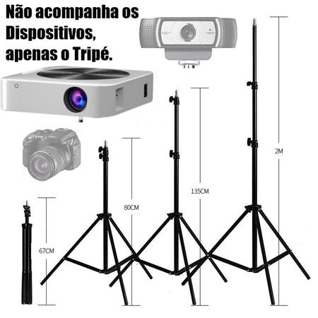 Imagem de Tripé 2,10m Suporte Reforçado Para Câmera Webcam Smartphone Projetor Estúdio Iluminação Data Show Foto Vídeo Ajustável