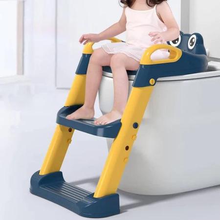Imagem de Troninho Com Escada Infantil Assento Redutor Vaso Sanitário Criança Elevação Bebe Banheiro Casa Aprendizado Tema Sapinho