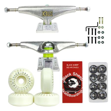 Imagem de Truck Para Skate Com Roda, Rolamento Black Sheep Red e Parafusos de Base 