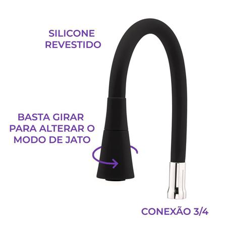 Imagem de Tubo Flexível Gourmet Cone Preto Torneira Arejador 2 Jatos