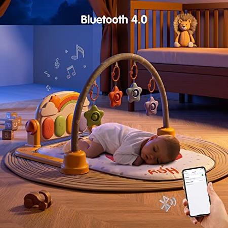 Imagem de TUMAMA Baby Gym Activity Play Mat com sons, luzes e música, chute e jogue piano gym, desenvolvimento inicial iluminar Playmat brinquedo presente para recém-nascidos 0,3,6,9 meses (leão)