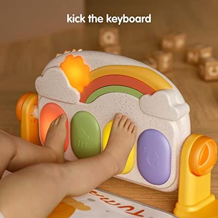 Imagem de TUMAMA Baby Gym Activity Play Mat com sons, luzes e música, chute e jogue piano gym, desenvolvimento inicial iluminar Playmat brinquedo presente para recém-nascidos 0,3,6,9 meses (leão)