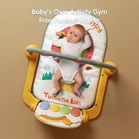 Imagem de TUMAMA Baby Gym Activity Play Mat com sons, luzes e música, chute e jogue piano gym, desenvolvimento inicial iluminar Playmat brinquedo presente para recém-nascidos 0,3,6,9 meses (leão)