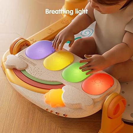 Imagem de TUMAMA Baby Gym Activity Play Mat com sons, luzes e música, chute e jogue piano gym, desenvolvimento inicial iluminar Playmat brinquedo presente para recém-nascidos 0,3,6,9 meses (leão)