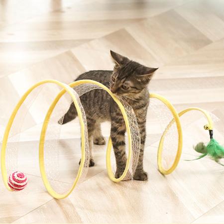 gato dobrado - Mola túnel para gatos tipo S  coelho com bolas e brinquedos  gato ao ar livre para gatinho jogo interativo Lafan : .com.br: Pet  Shop