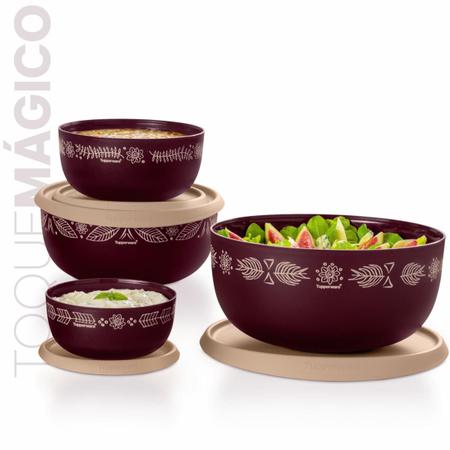 Imagem de Tupperware Original  Kit Tigelas Toque Mágico 4 Peças para Servir - Mesa Posta Hermético