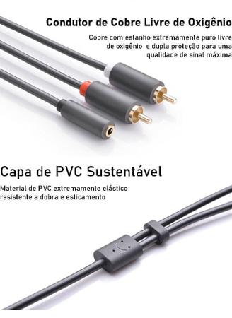 Imagem de Ugreen Adaptador Cabo 2 Rca Macho Para Fêmea Jack P2