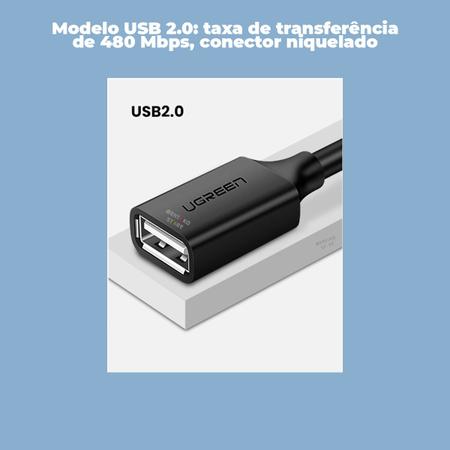 Imagem de Ugreen Cabo Extensor USB A 2.0 480Mbps Extensão Premium 3m