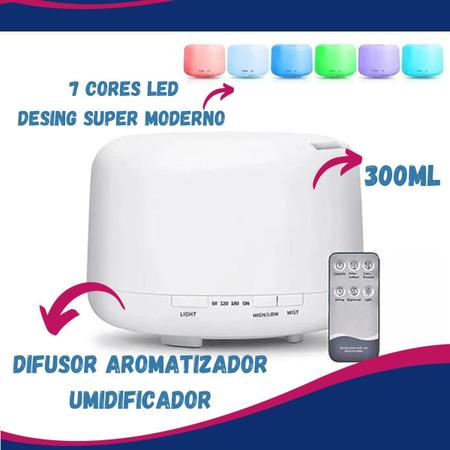 Imagem de Umidificador Aromatizador Difusor Óleos Essenciais Led