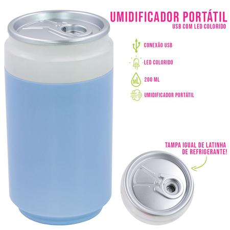 Imagem de Umidificador Portátil USB LED Colorido Lata de refrigerante Compacto Prático Quarto Sala Cozinha Hidrata Pele Ar Ajuda Sáude Refrescante