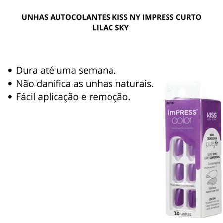 Imagem de Unhas Autocolantes Kiss Ny Impress Curto Lilac Sky Imc26y2b