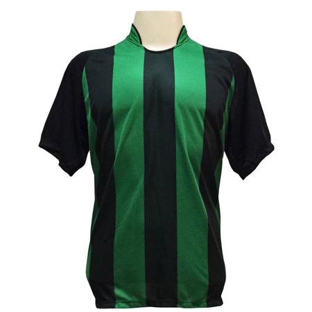 Imagem de Uniforme Esportivo com 12 Camisas modelo Milan Preto/Verde + 12 Calções modelo Madrid Preto