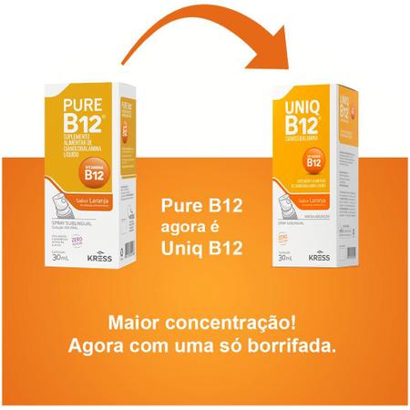 Imagem de Uniq b12 spray sublingual 30ml suplementação de vitamina b12 Kress